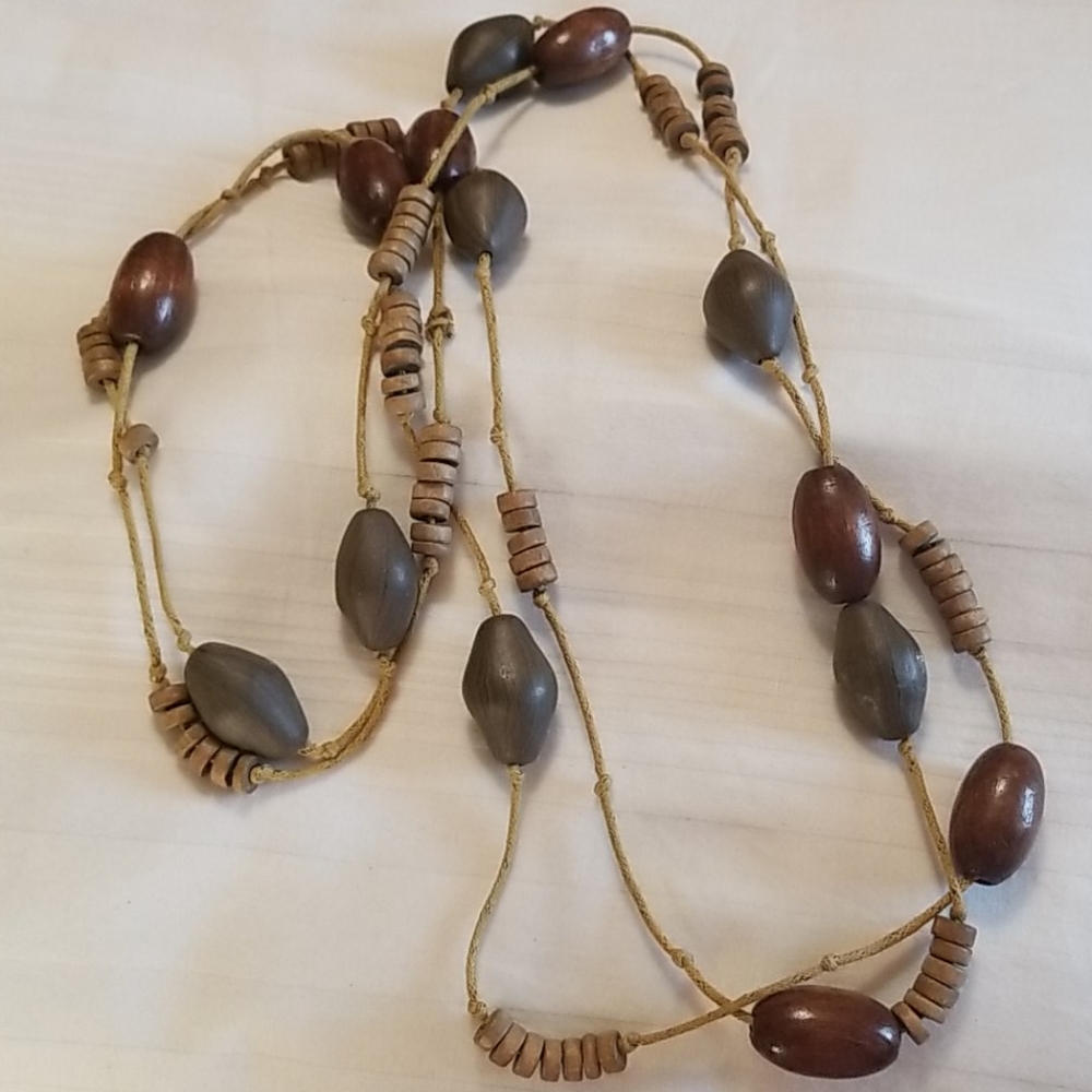 Long Wooden Bead Necklace